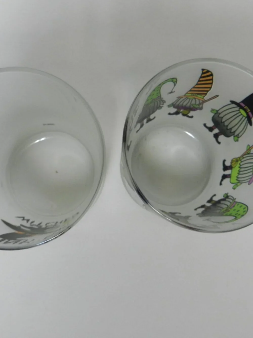 Culver Double Old Fashioned Gnomes Witches Halloween Frosted Glass Set 2 NEW